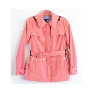 Tommy Hilfiger soft salmon pink trench coat belted jacket classic spring preppy